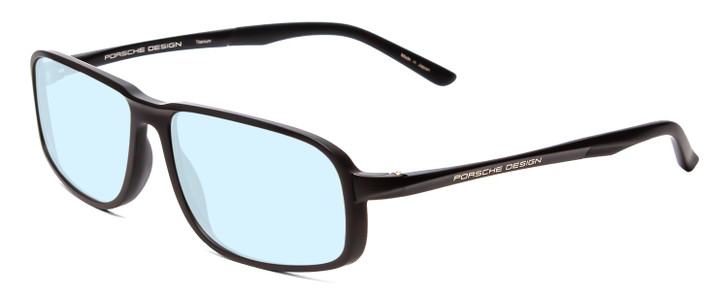 Profile View of Porsche Designs P8229-A Designer Blue Light Blocking Eyeglasses in Black Unisex Oval Full Rim Titanium 57 mm