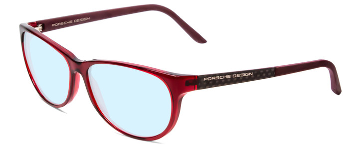 Profile View of Porsche Designs P8246-C Designer Progressive Lens Blue Light Blocking Eyeglasses in Crystal Red Violet Unisex Oval Full Rim Acetate 56 mm