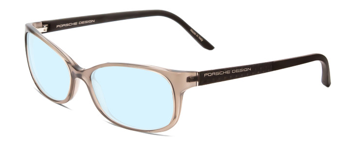 Profile View of Porsche Designs P8247-C Designer Blue Light Blocking Eyeglasses in Crystal Grey Brown Unisex Oval Full Rim Acetate 55 mm