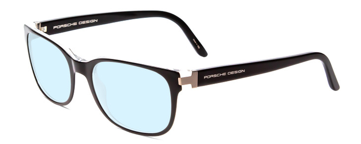 Profile View of Porsche Designs P8250-A Designer Progressive Lens Blue Light Blocking Eyeglasses in Black Layer Crystal Unisex Oval Full Rim Acetate 55 mm