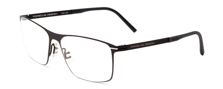 Profile View of Porsche Designs P8256-E Unisex Square Designer Reading Glasses Satin Black 55 mm