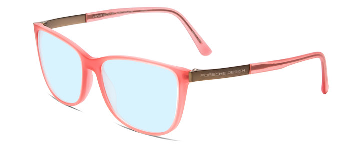 Profile View of Porsche Designs P8266-D Designer Progressive Lens Blue Light Blocking Eyeglasses in Crystal Rose Gold Pink Unisex Cateye Full Rim Acetate 54 mm