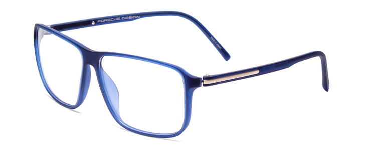 Profile View of Porsche Designs P8269-D Unisex Designer Reading Glasses Crystal Matte Blue 58 mm