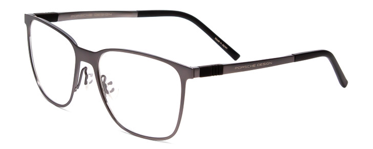 Profile View of Porsche P8275-D Unisex Designer Reading Glasses Dark Gun Metal Silver Black 55mm