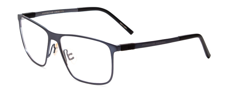 Profile View of Porsche Designs P8276-D Designer Single Vision Prescription Rx Eyeglasses in Satin Blue Black Unisex Square Full Rim Metal 57 mm