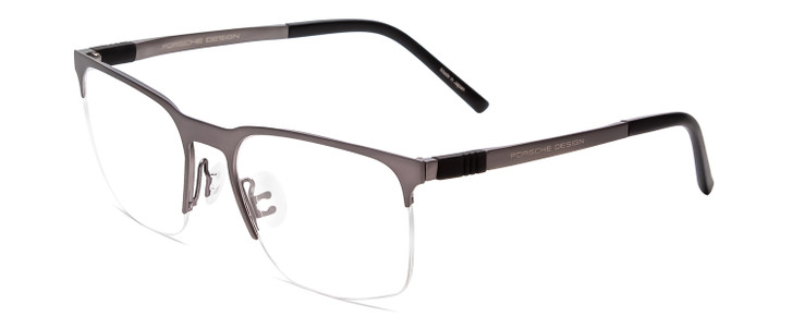Profile View of Porsche Designs P8277-B Designer Single Vision Prescription Rx Eyeglasses in Titanium Silver Black Unisex Square Semi-Rimless Metal 54 mm