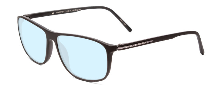 Profile View of Porsche Designs P8278-A Designer Blue Light Blocking Eyeglasses in Matte Grey Unisex Square Full Rim Acetate 56 mm