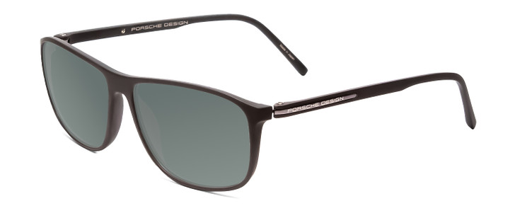 Profile View of Porsche Designs P8278-A Designer Polarized Sunglasses with Custom Cut Smoke Grey Lenses in Matte Grey Unisex Square Full Rim Acetate 56 mm