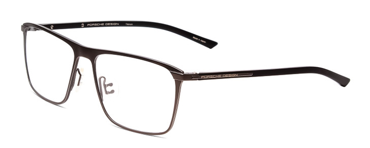 Profile View of Porsche Designs P8286-B Unisex Square Designer Reading Glasses Satin Brown 56 mm