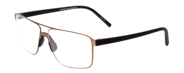 Profile View of Porsche Designs P8307-C Designer Single Vision Prescription Rx Eyeglasses in Satin Brown Black Unisex Square Full Rim Metal 56 mm