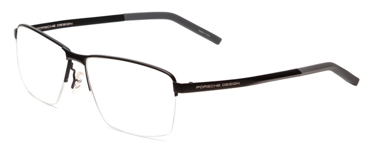 Profile View of Porsche Designs P8318-A Designer Progressive Lens Prescription Rx Eyeglasses in Satin Black/Matte Unisex Square Semi-Rimless Metal 55 mm