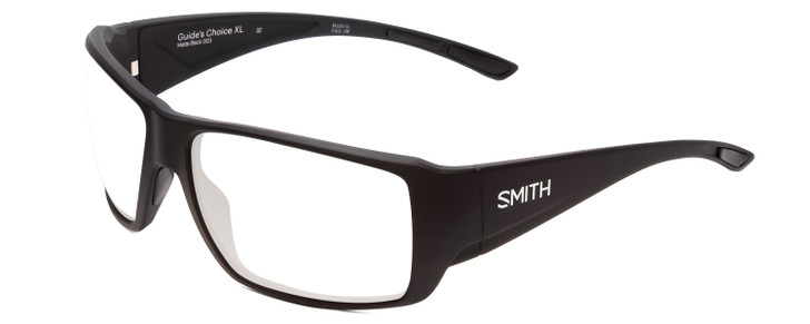 Profile View of Smith Optics Guides Choice Designer Progressive Lens Prescription Rx Eyeglasses in Matte Black Unisex Rectangle Full Rim Acetate 63 mm