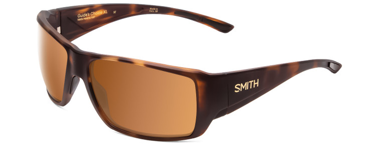 Profile View of Smith Guide Choice Unisex Sunglasses Matte Tortoise Gold/CP Polarized Brown 63mm