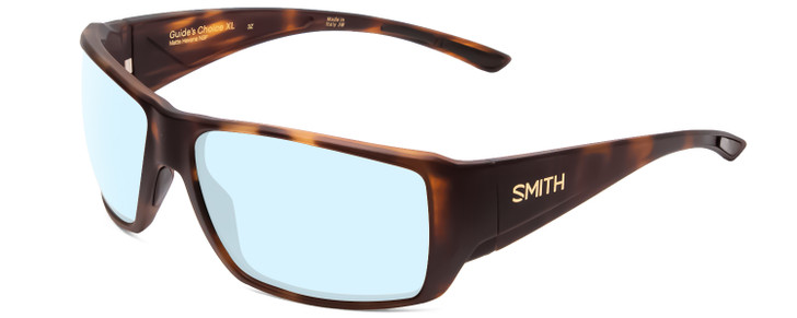 Profile View of Smith Optics Guides Choice Designer Blue Light Blocking Eyeglasses in Matte Tortoise Havana Gold Unisex Rectangle Full Rim Acetate 63 mm