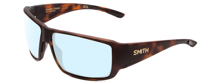 Profile View of Smith Optics Guides Choice Designer Blue Light Blocking Eyeglasses in Matte Tortoise Havana Gold Unisex Rectangle Full Rim Acetate 62 mm