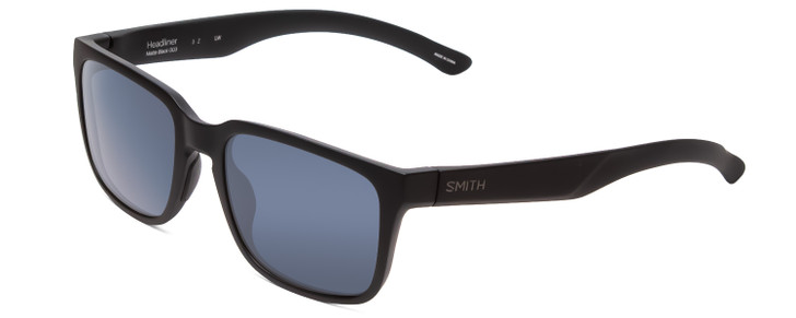 Profile View of Smith Headliner Unisex Sunglasses in Matte Black/ChromaPop Polarized Black 55 mm