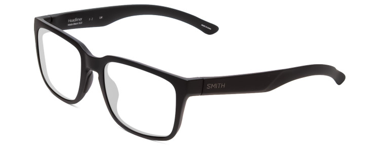 Profile View of Smith Optics Headliner Designer Reading Eye Glasses in Matte Black Unisex Square Full Rim Acetate 55 mm