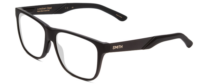 Profile View of Smith Optics Lowdown Steel Designer Reading Eye Glasses in Matte Black Unisex Classic Full Rim Acetate 56 mm