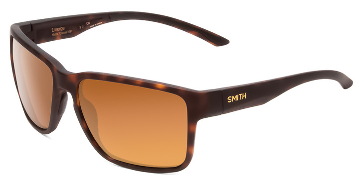 Profile View of Smith Emerge Unisex Sunglasses Matte Tortoise Havana Gold/CP Polarize Brown 60mm