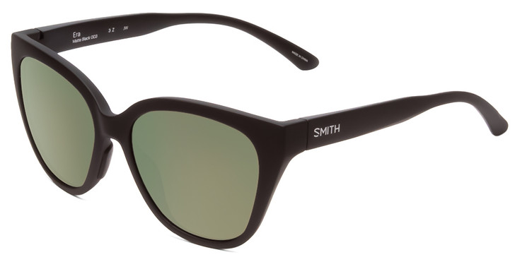 Profile View of Smith Era Lady Cateye Sunglasses Matte Black/ChromaPop Polarized Gray Green 55mm