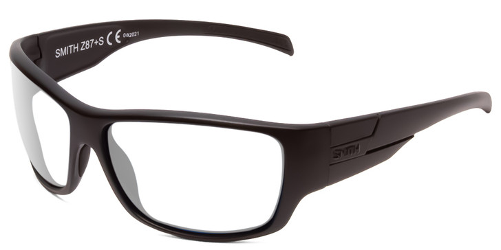 Profile View of Smith Optics Frontman Designer Reading Eye Glasses in Black Unisex Wrap Full Rim Acetate 65 mm