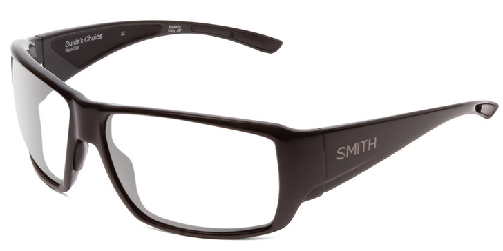 Profile View of Smith Optics Guides Choice Designer Bi-Focal Prescription Rx Eyeglasses in Gloss Black Unisex Rectangle Full Rim Acetate 62 mm