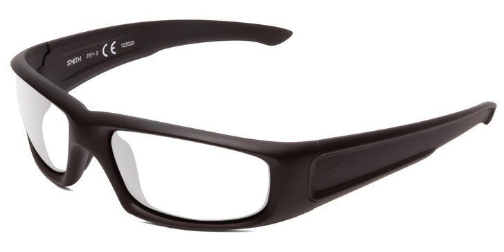 Profile View of Smith Optics Hudson Designer Reading Eye Glasses in Black Unisex Rectangle Full Rim Acetate 59 mm