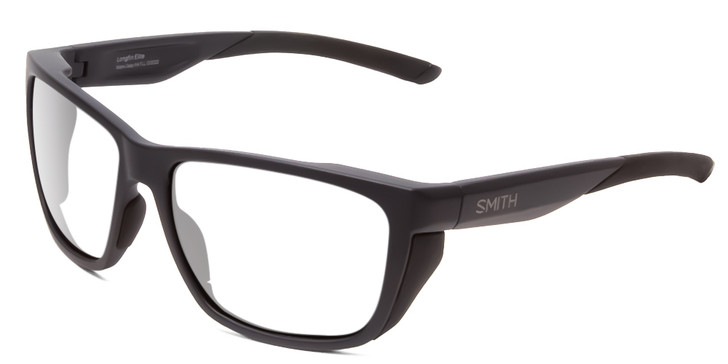 Profile View of Smith Optics Longfin Elite Designer Bi-Focal Prescription Rx Eyeglasses in Matte Deep Ink Navy Blue Cobalt Unisex Wrap Full Rim Acetate 59 mm