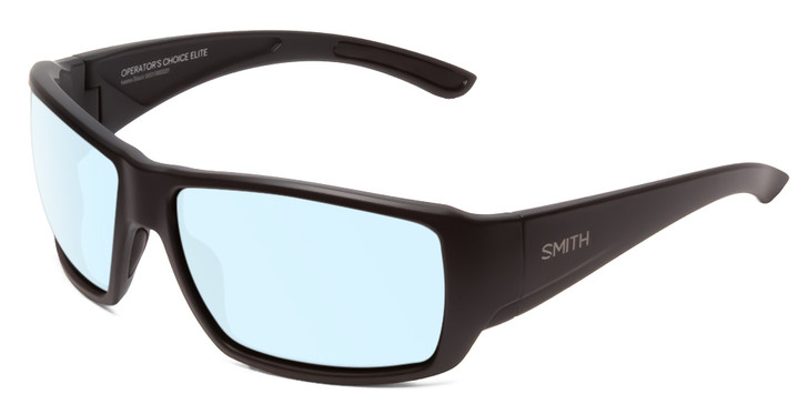 Profile View of Smith Optics Operators Choice Designer Blue Light Blocking Eyeglasses in Matte Black Unisex Wrap Full Rim Acetate 62 mm