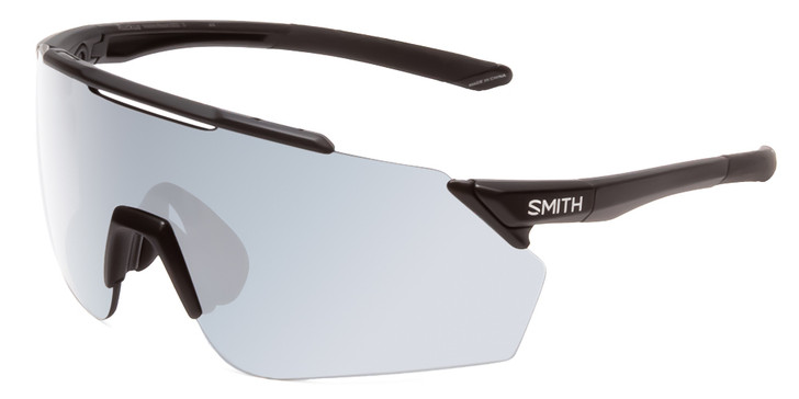 Profile View of Smith Ruckus Wrap Semi-Rimless Sunglasses Black/CP Platinum Mirror&CT Rose 99 mm