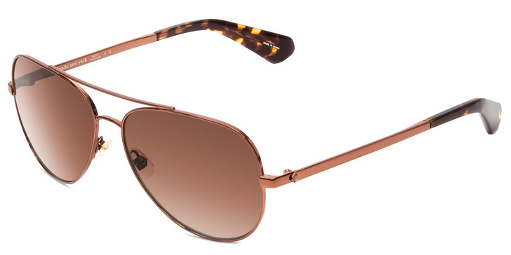 Profile View of Kate Spade Avaline2 Lady Polarized Aviator Sunglasses Havana/Brown Gradient 58mm