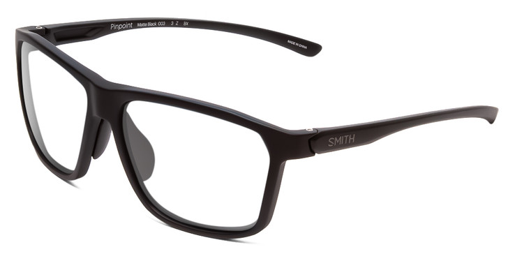 Profile View of Smith Optics Pinpoint Designer Bi-Focal Prescription Rx Eyeglasses in Matte Black Unisex Square Full Rim Acetate 59 mm
