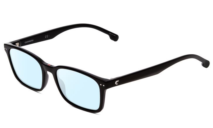 Profile View of Carrera 2021T Designer Blue Light Blocking Eyeglasses in Black Unisex Classic Full Rim Acetate 50 mm