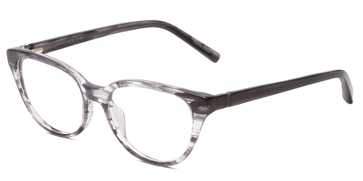 Profile View of Jones New York J760 Designer Reading Eye Glasses with Custom Cut Powered Lenses in Grey Marble Horn Unisex Cateye Full Rim Acetate 53 mm