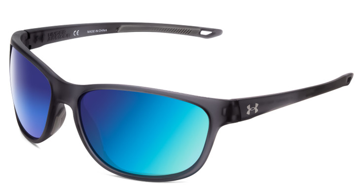 Profile View of Under Armour Undeniable Designer Sunglasses in Grey/Green Mirror Polarized 61 mm