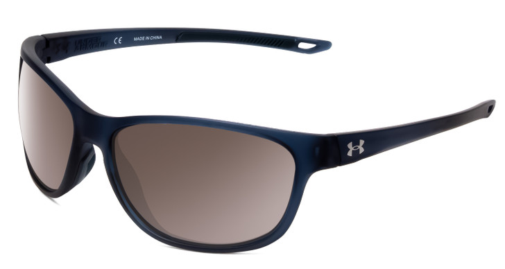 Profile View of Under Armour Undeniable Designer Sunglasses in Blue Crystal/Silver Mirror 61 mm