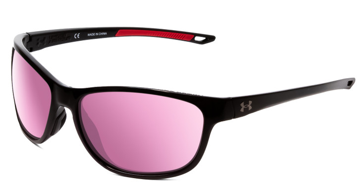 Profile View of Under Armour Undeniable Designer Sunglasses Black Red/Violet Purple Mirror 61 mm