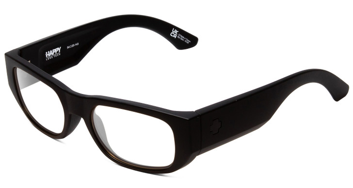Profile View of SPY Optics Genre Designer Reading Eye Glasses with Custom Cut Powered Lenses in Matte Black Unisex Oval Full Rim Acetate 54 mm