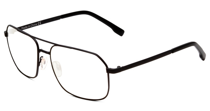 Profile View of Bolle Navis Designer Reading Eye Glasses in Matte Gunmetal Black Unisex Square Full Rim Metal 58 mm