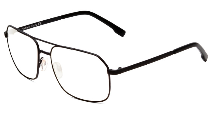 Profile View of Bolle Navis Designer Reading Eye Glasses with Custom Cut Powered Lenses in Matte Gunmetal Black Unisex Square Full Rim Metal 58 mm