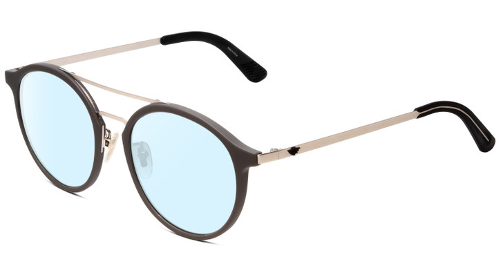 Police SPL782 Round Designer Blue Light Filter Eyeglasses Matte Grey Silver 53mm