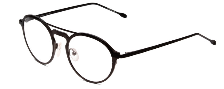 Profile View of John Varvatos V160 Designer Bi-Focal Prescription Rx Eyeglasses in Gunmetal Silver Black Unisex Round Full Rim Metal 50 mm