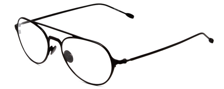 Profile View of John Varvatos V164 Designer Progressive Lens Prescription Rx Eyeglasses in Black Unisex Aviator Full Rim Metal 53 mm
