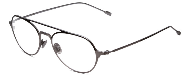 Profile View of John Varvatos V164 Designer Bi-Focal Prescription Rx Eyeglasses in Gun Metal Silver Unisex Aviator Full Rim Metal 53 mm