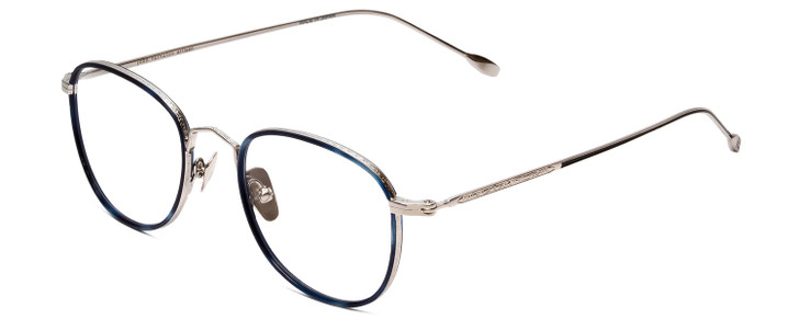 John Varvatos V178 Round Designer Glasses Satin Blue Silver 49mm Custom L&R Lens