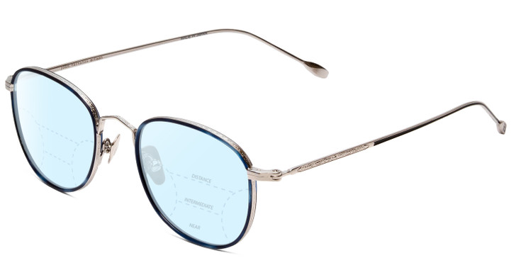 John Varvatos V178 Designer Progressive Blue Light Filter Glasses in Silver 49mm