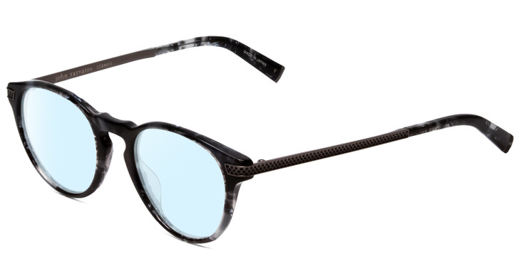 John Varvatos V365 Designer Blue Light Blocking Glasses Smoke Marble Silver 47mm