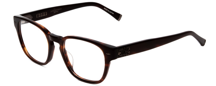 Profile View of John Varvatos V369 Designer Reading Eye Glasses with Custom Cut Powered Lenses in Brown Caramel Marble Unisex Classic Full Rim Acetate 51 mm