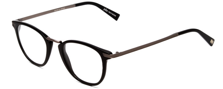 Profile View of John Varvatos V372 Unisex Full Rim Designer Reading Glasses in Black Silver 48mm