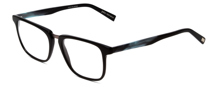 Profile View of John Varvatos V373 Unisex Square Designer Reading Glasses Black Marble Blue 54mm